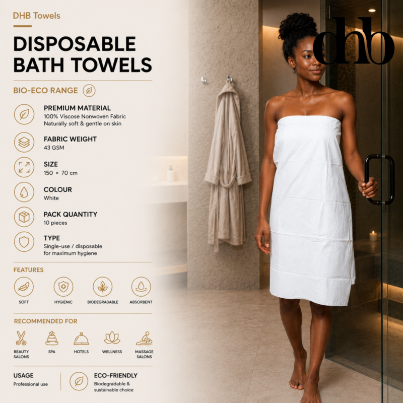DHB 150x70 bio-eco disposable shower towels pack of 10