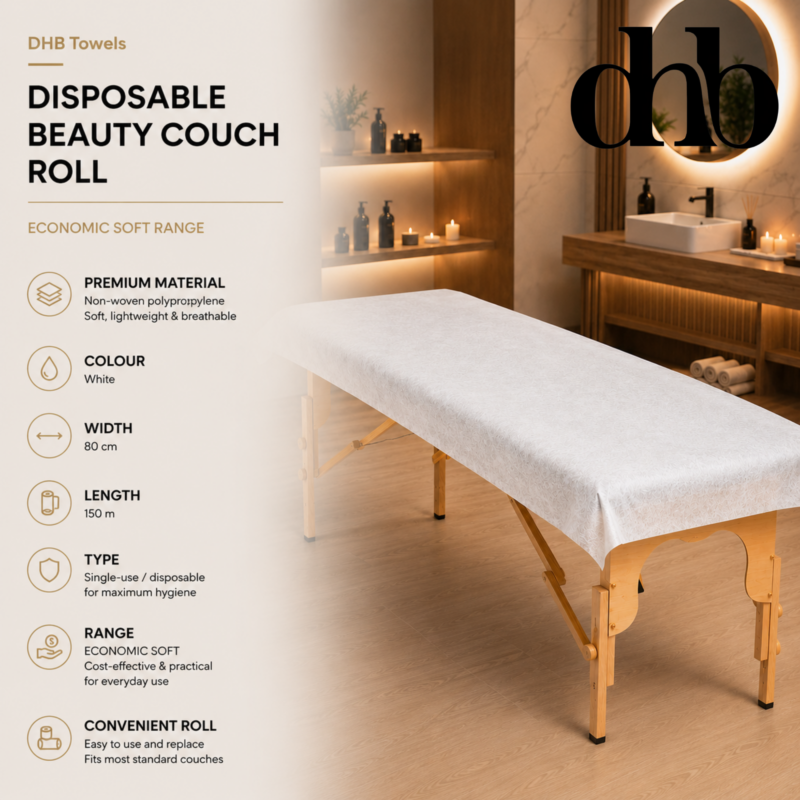 DHB white disposable non-woven cosmetic roll 80cm x 150m