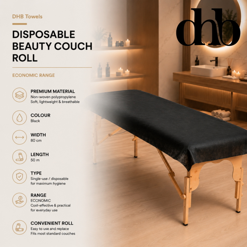 Black couch roll 80cm perforated beauty salon DHB