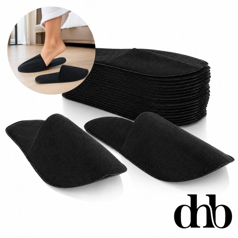 DHB black disposable hotel slippers EXTRA foam sole pack of 10 pairs
